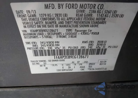 2014 Ford Taurus Sel z USA, uszkodzony, nr VIN 1FAHP2E89EG128671